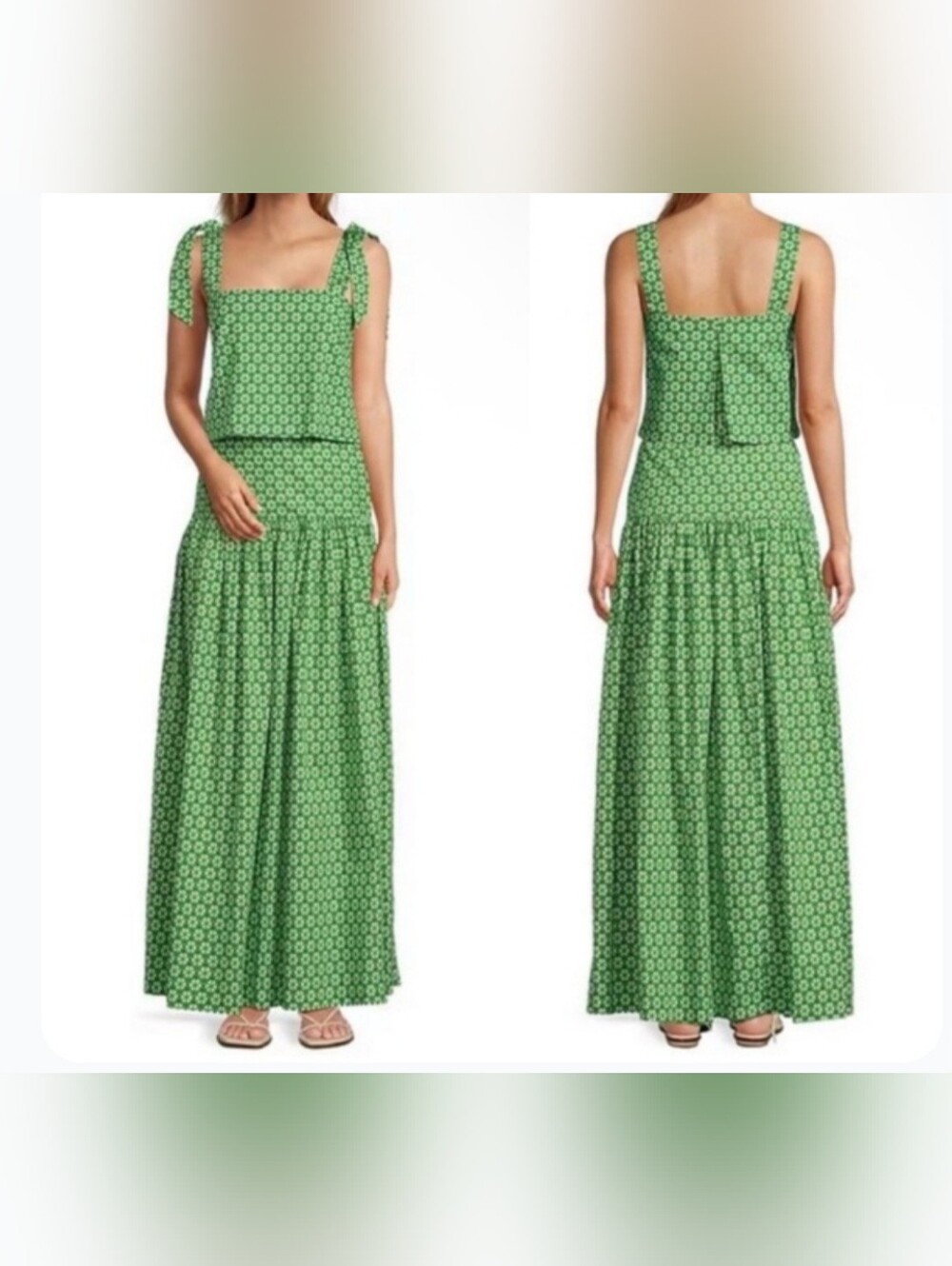 ANTONIO MELANI Green Patterned Maxi Skirt Set